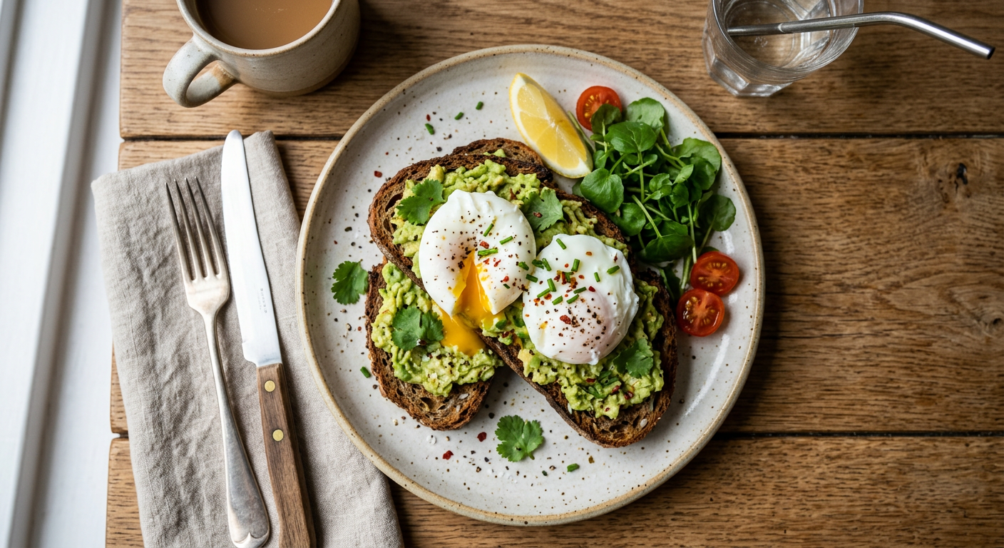 Avocado and Poached Eggs on Rye