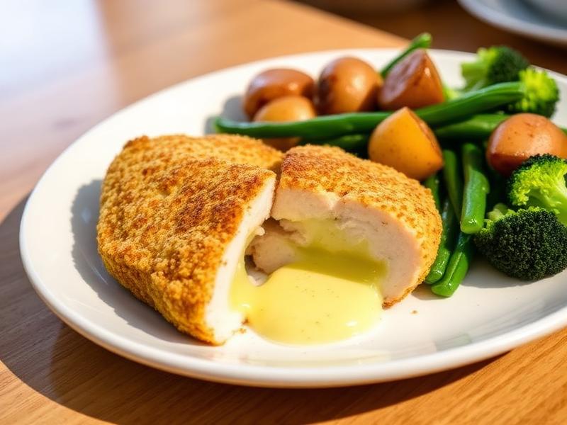 Chicken Kiev with Potatoes and Greens