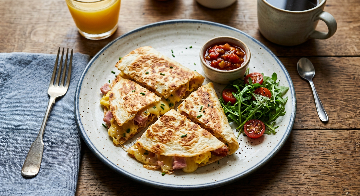 Ham and Cheese Breakfast Quesadilla