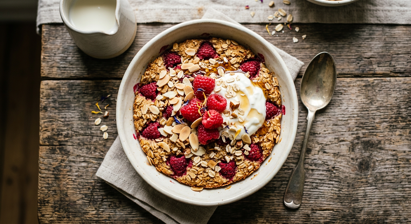 Raspberry Almond Baked Oats