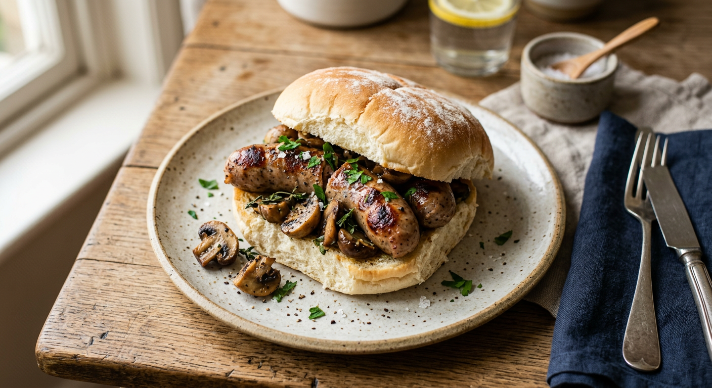 Sausage and Mushroom Breakfast Barm