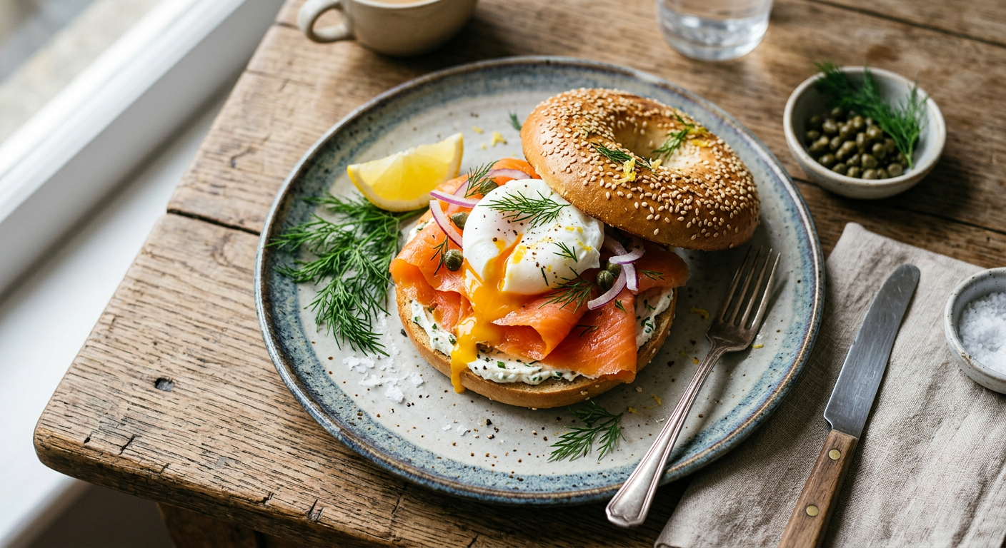 Smoked Salmon and Egg Bagel
