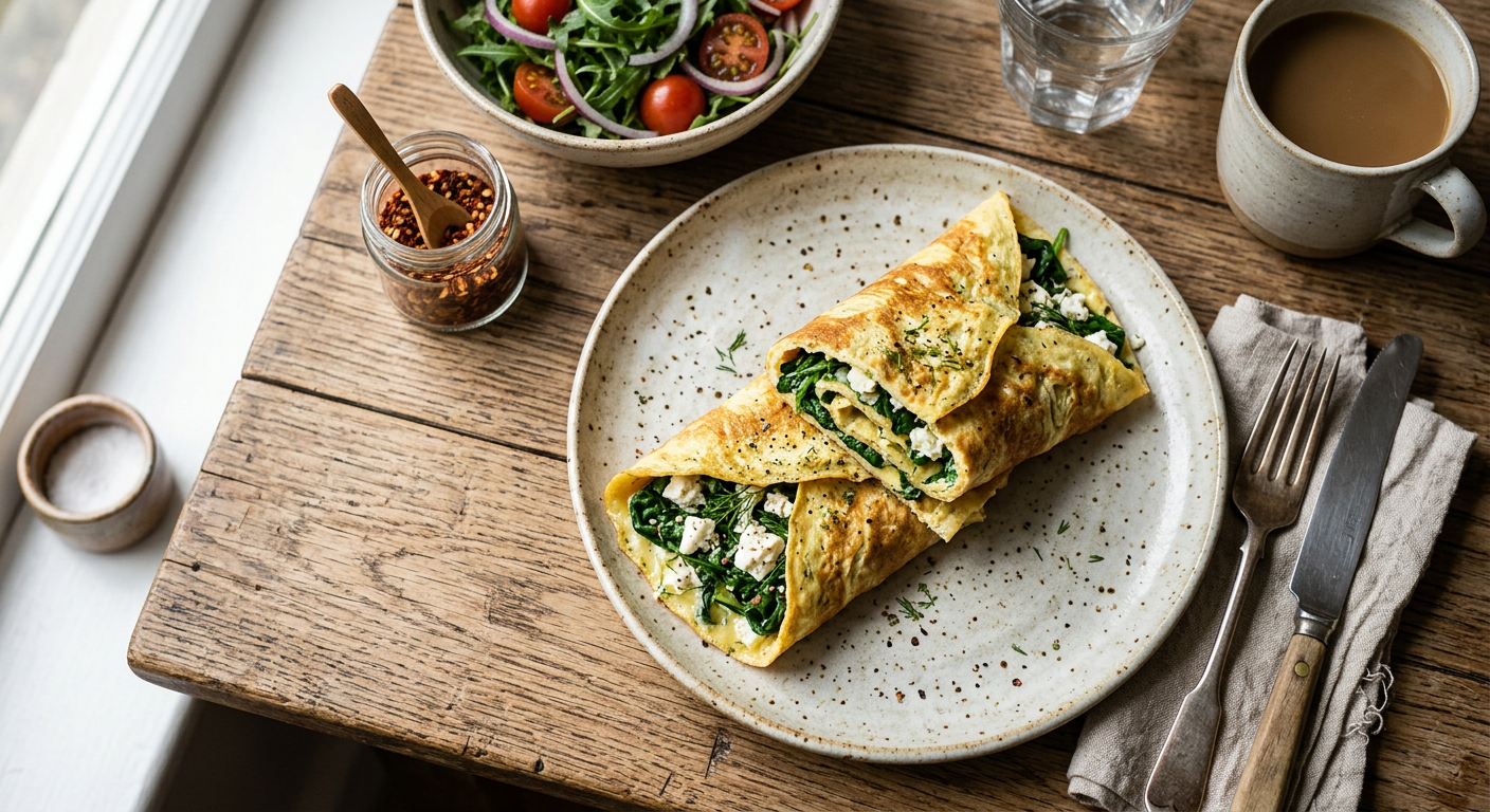 Spinach and Feta Omelette Wrap