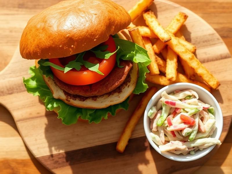 Turkey Burger, Chips and Slaw